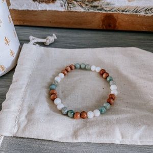 Gemstone Bracelet- Amazonite, Mother of Pearl & Rosewood